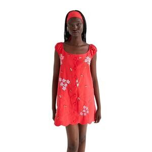 TACH Women's Ophelia Linen Dress Size S In Red
